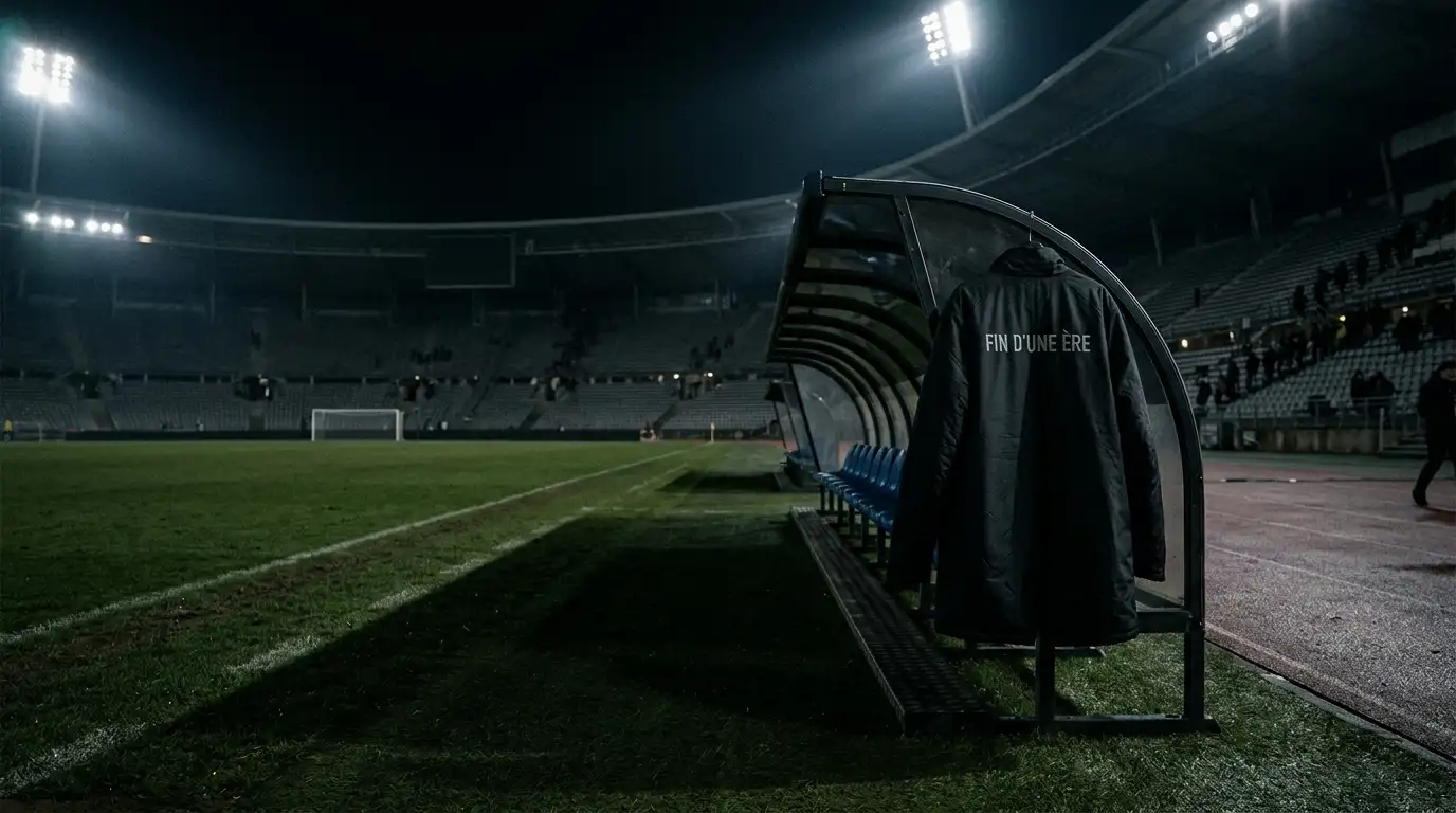 Un banc de touche vide dans un stade qui se vide après l'élimination de la France au Mondial 2026
